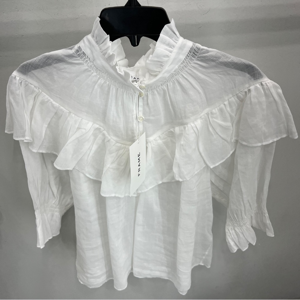 Frame Ruffle Flounce Top Blanc - Picture 4 of 5